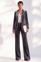 Load image into Gallery viewer, Black One Button Velvet Peak Lapel 2 Piece Business Suits