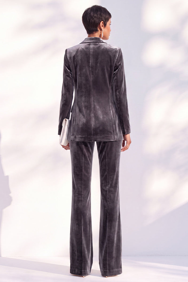 Load image into Gallery viewer, Black One Button Velvet Peak Lapel 2 Piece Business Suits