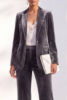 Load image into Gallery viewer, Black One Button Velvet Peak Lapel 2 Piece Business Suits