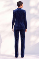 Load image into Gallery viewer, Black One Button Velvet Peak Lapel 2 Piece Business Suits