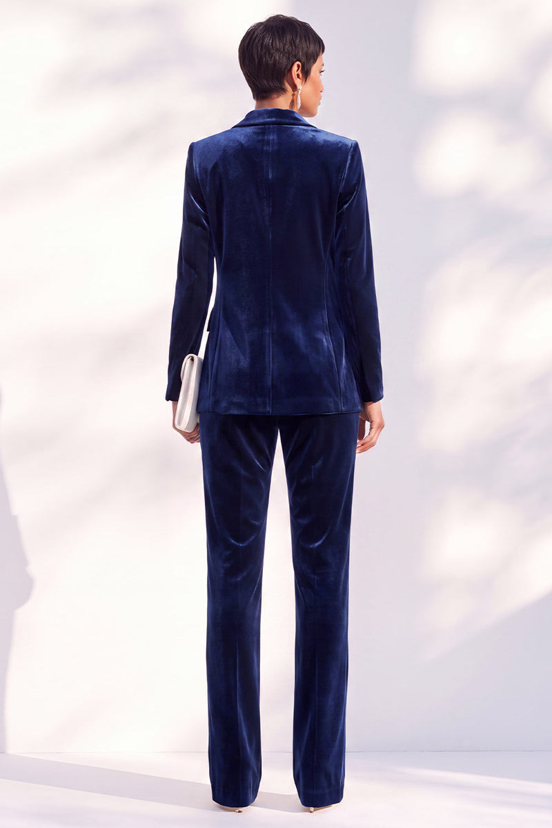 Load image into Gallery viewer, Black One Button Velvet Peak Lapel 2 Piece Business Suits