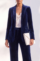 Load image into Gallery viewer, Black One Button Velvet Peak Lapel 2 Piece Business Suits