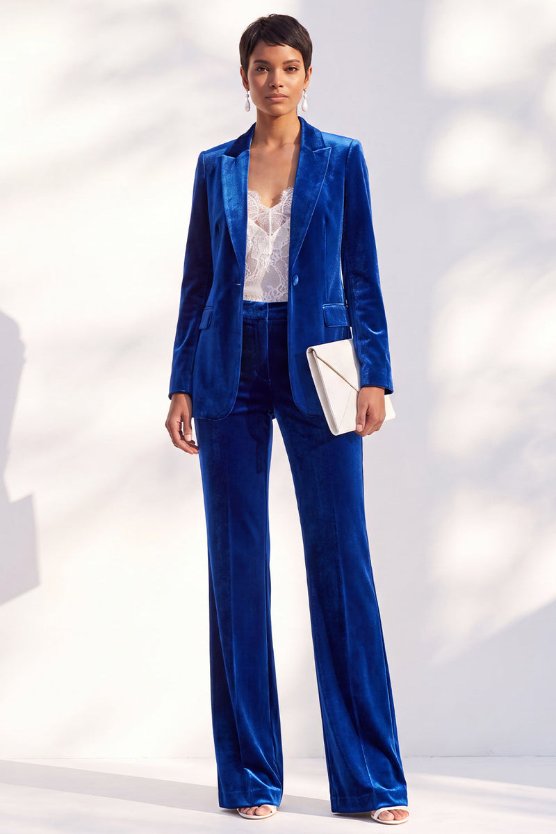 Load image into Gallery viewer, Black One Button Velvet Peak Lapel 2 Piece Business Suits