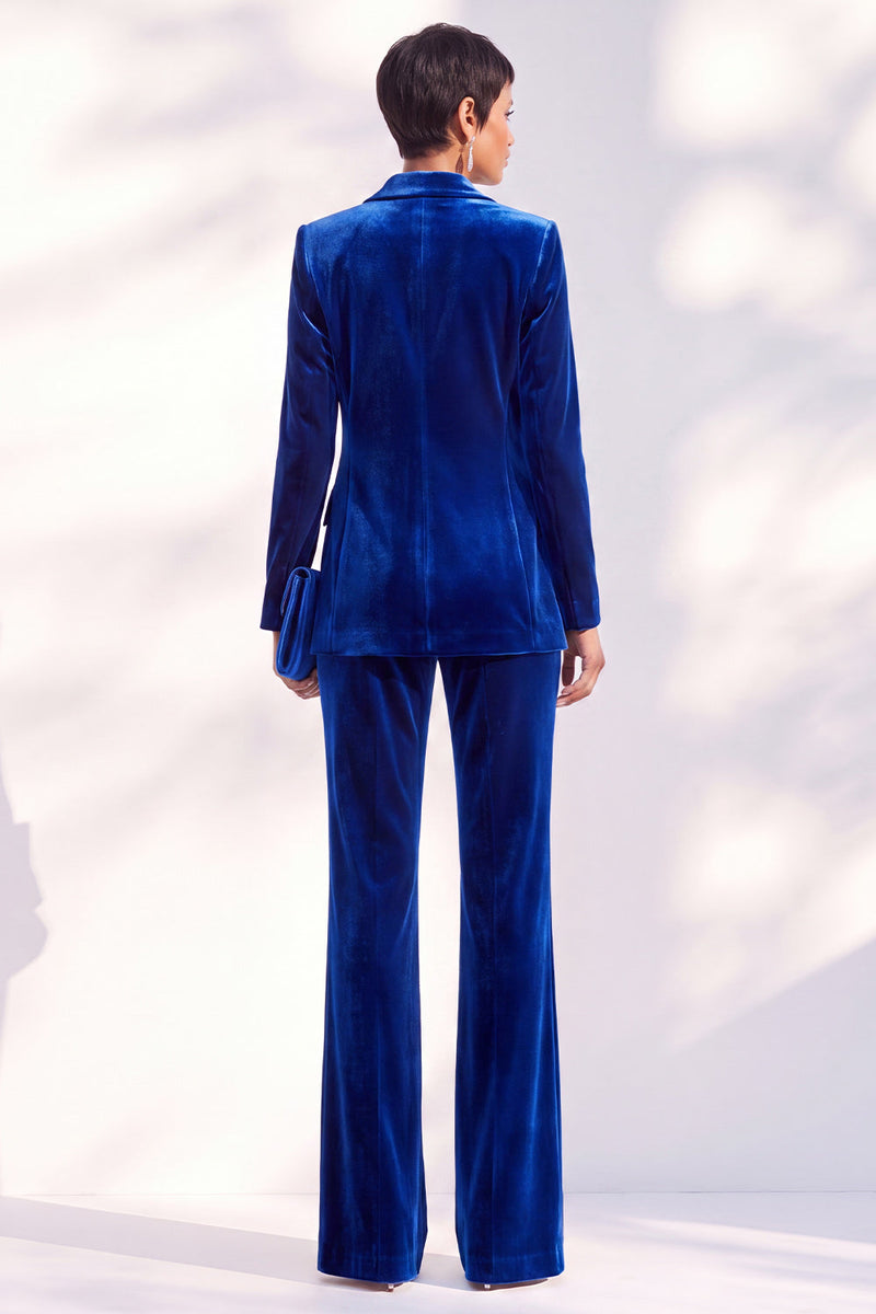 Load image into Gallery viewer, Black One Button Velvet Peak Lapel 2 Piece Business Suits
