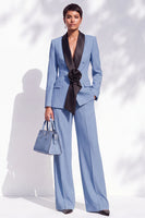 Load image into Gallery viewer, Dark Blue 2 Piece Shawl Lapel Business Suits with 3D Flower