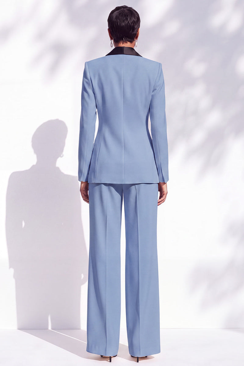 Load image into Gallery viewer, Dark Blue 2 Piece Shawl Lapel Business Suits with 3D Flower