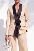 Load image into Gallery viewer, Dark Blue 2 Piece Shawl Lapel Business Suits with 3D Flower