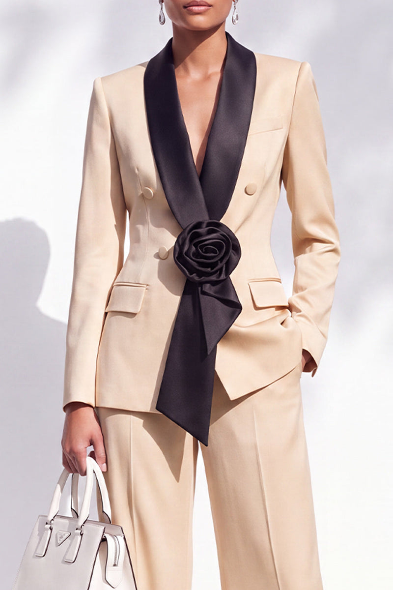Load image into Gallery viewer, Dark Blue 2 Piece Shawl Lapel Business Suits with 3D Flower