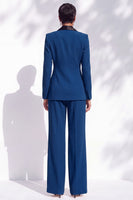 Load image into Gallery viewer, Dark Blue 2 Piece Shawl Lapel Business Suits with 3D Flower