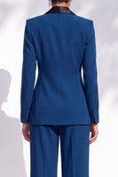 Load image into Gallery viewer, Dark Blue 2 Piece Shawl Lapel Business Suits with 3D Flower