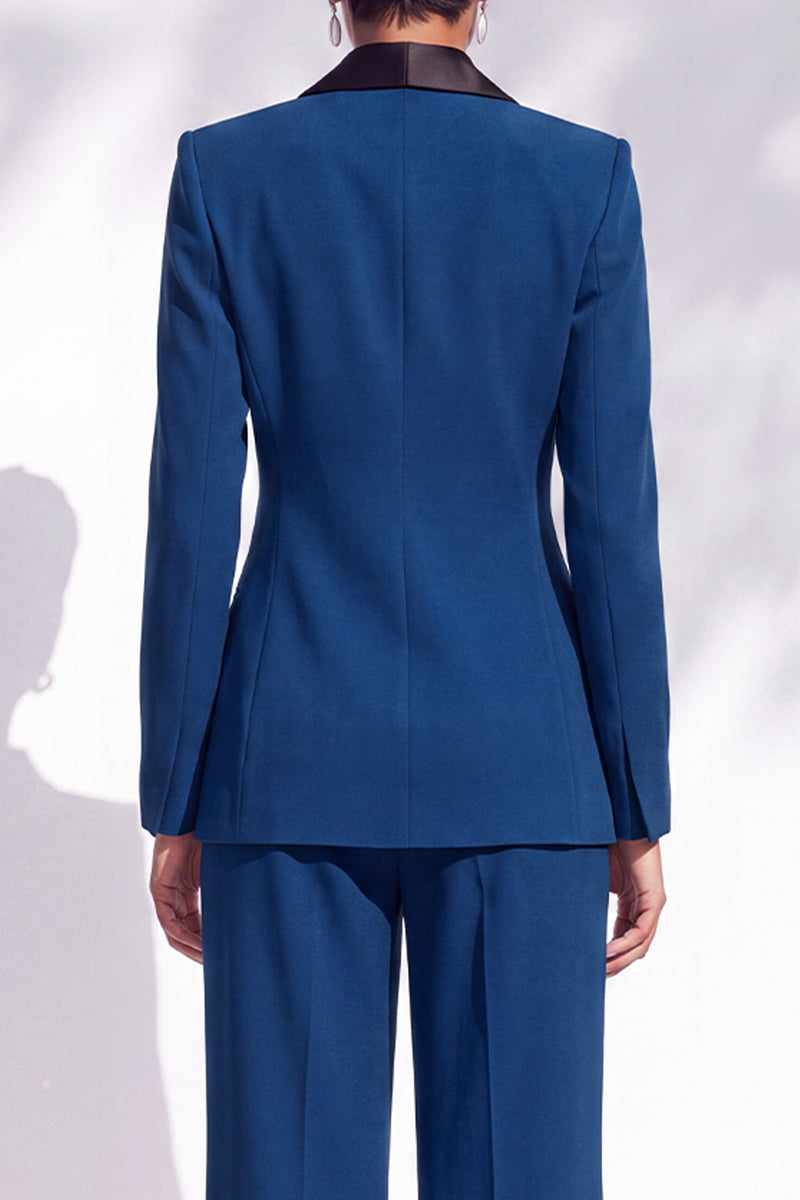 Load image into Gallery viewer, Dark Blue 2 Piece Shawl Lapel Business Suits with 3D Flower