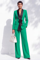 Load image into Gallery viewer, Dark Blue 2 Piece Shawl Lapel Business Suits with 3D Flower