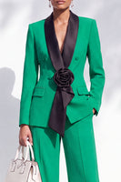 Load image into Gallery viewer, Dark Blue 2 Piece Shawl Lapel Business Suits with 3D Flower