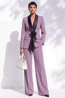 Load image into Gallery viewer, Dark Blue 2 Piece Shawl Lapel Business Suits with 3D Flower
