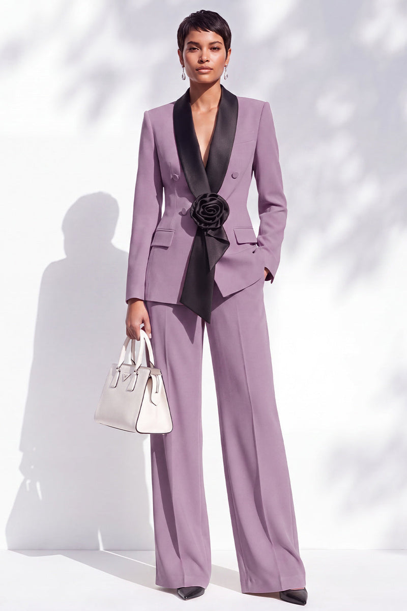 Load image into Gallery viewer, Dark Blue 2 Piece Shawl Lapel Business Suits with 3D Flower