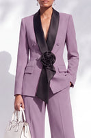 Load image into Gallery viewer, Dark Blue 2 Piece Shawl Lapel Business Suits with 3D Flower