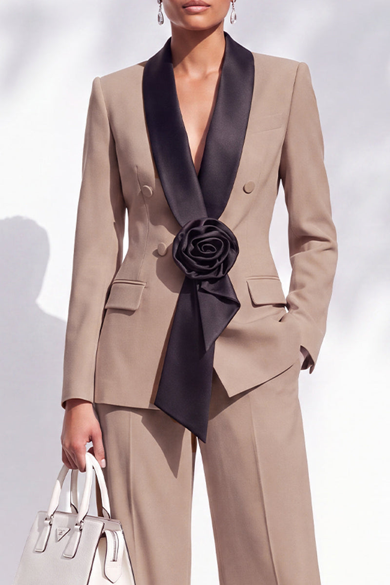 Load image into Gallery viewer, Dark Blue 2 Piece Shawl Lapel Business Suits with 3D Flower