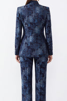 Load image into Gallery viewer, Navy High Neck 2-Piece Long Sleeves Slim Fit Prom Suits with Pocket