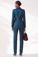 Load image into Gallery viewer, Dark Blue Peak Lapel Jacquard Slim Fit 2-Piece Floral Prom Suits