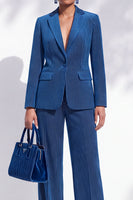 Load image into Gallery viewer, 2-Piece Royal Blue Striped Notched Lapel One Button Prom Suits
