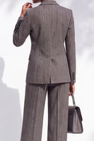 Load image into Gallery viewer, Brown StripedPeak Lapel  Double Breasted 2-Piece Business Suits with Pocket