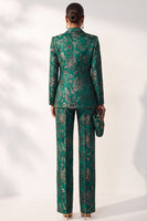 Load image into Gallery viewer, Floral Dark Green Jacquard 2-Piece Peak Lapel Prom Suits with Pocket