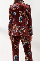Load image into Gallery viewer, Rust Floral Peak Lapel 2-Piece Velvet Prom Suits with Pocket