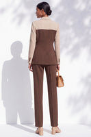 Load image into Gallery viewer, Coffee and Khaki Color Block Notched Lapel 2-Piece Prom Suits with Pockets