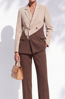 Load image into Gallery viewer, Coffee and Khaki Color Block Notched Lapel 2-Piece Prom Suits with Pockets
