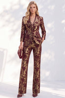 Load image into Gallery viewer, Rust Peak Lapel Slim Fit Jacquard 2-Piece Prom Suits with Pocket