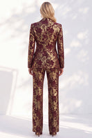Load image into Gallery viewer, Rust Peak Lapel Slim Fit Jacquard 2-Piece Prom Suits with Pocket