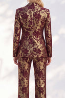 Load image into Gallery viewer, Rust Peak Lapel Slim Fit Jacquard 2-Piece Prom Suits with Pocket