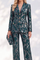 Load image into Gallery viewer, Dark Green Notched Lapel Floral 2-Piece Prom Suits