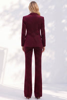 Load image into Gallery viewer, Burgundy 2-Piece Peak Lapel Slim Fit Long Sleeves Prom Suits