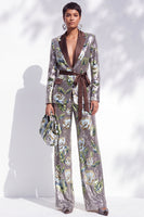 Load image into Gallery viewer, Sparkly Silver 2-Piece Notched Lapel Sequin Prom Suits with Sash