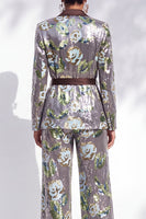 Load image into Gallery viewer, Sparkly Silver 2-Piece Notched Lapel Sequin Prom Suits with Sash