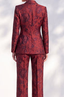 Load image into Gallery viewer, Dark Red Peak Lapel Floral Double Breasted 2-Piece Prom Suits