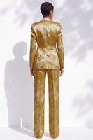 Load image into Gallery viewer, Floral Golden Peak Lapel Double Breasted 2-Piece Prom Suits