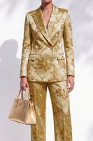 Load image into Gallery viewer, Floral Golden Peak Lapel Double Breasted 2-Piece Prom Suits