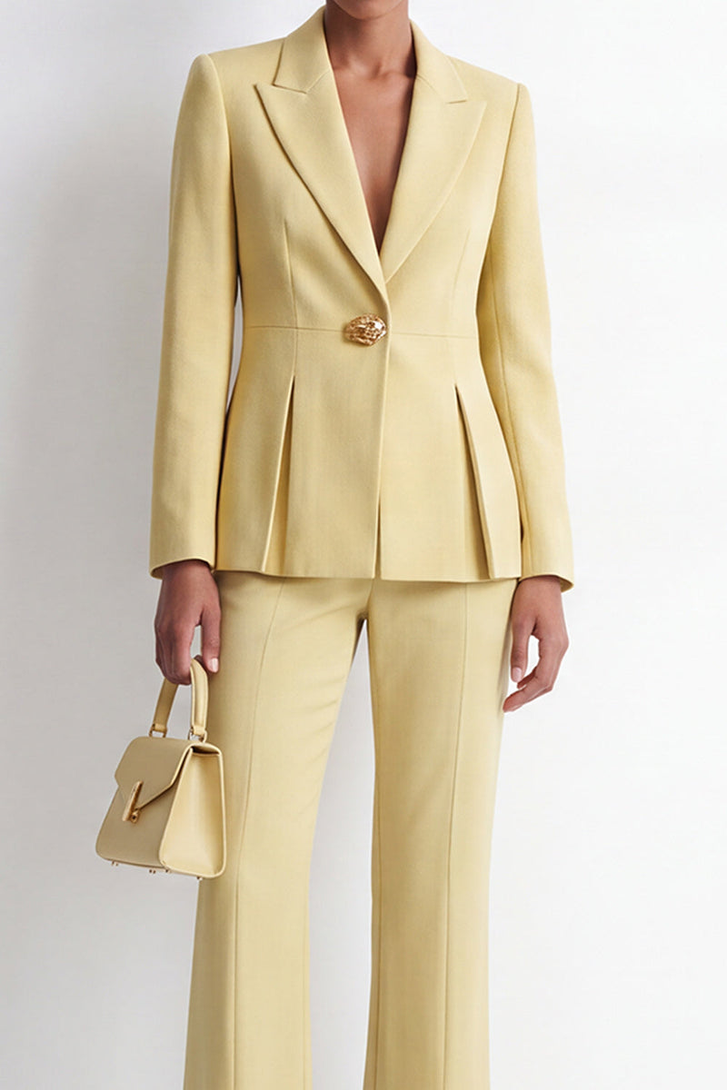 Load image into Gallery viewer, Yellow 2-Piece Peak Lapel One Button Prom Suits with Slit