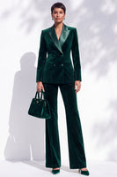 Load image into Gallery viewer, Dark Green  Breasted Piece Peak Lapel Velvet Prom Suits