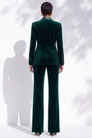 Load image into Gallery viewer, Dark Green  Breasted Piece Peak Lapel Velvet Prom Suits