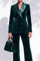 Load image into Gallery viewer, Dark Green  Breasted Piece Peak Lapel Velvet Prom Suits