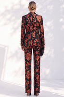 Load image into Gallery viewer, Black Peak Lapel 2-Piece Double Breasted Slim Fit Floral Prom Suits