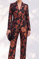 Load image into Gallery viewer, Black Peak Lapel 2-Piece Double Breasted Slim Fit Floral Prom Suits