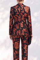 Load image into Gallery viewer, Black Peak Lapel 2-Piece Double Breasted Slim Fit Floral Prom Suits