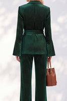 Load image into Gallery viewer, Sparkly Dark Green Peak Lapel 2-Piece Beaded Prom Suits with Sash