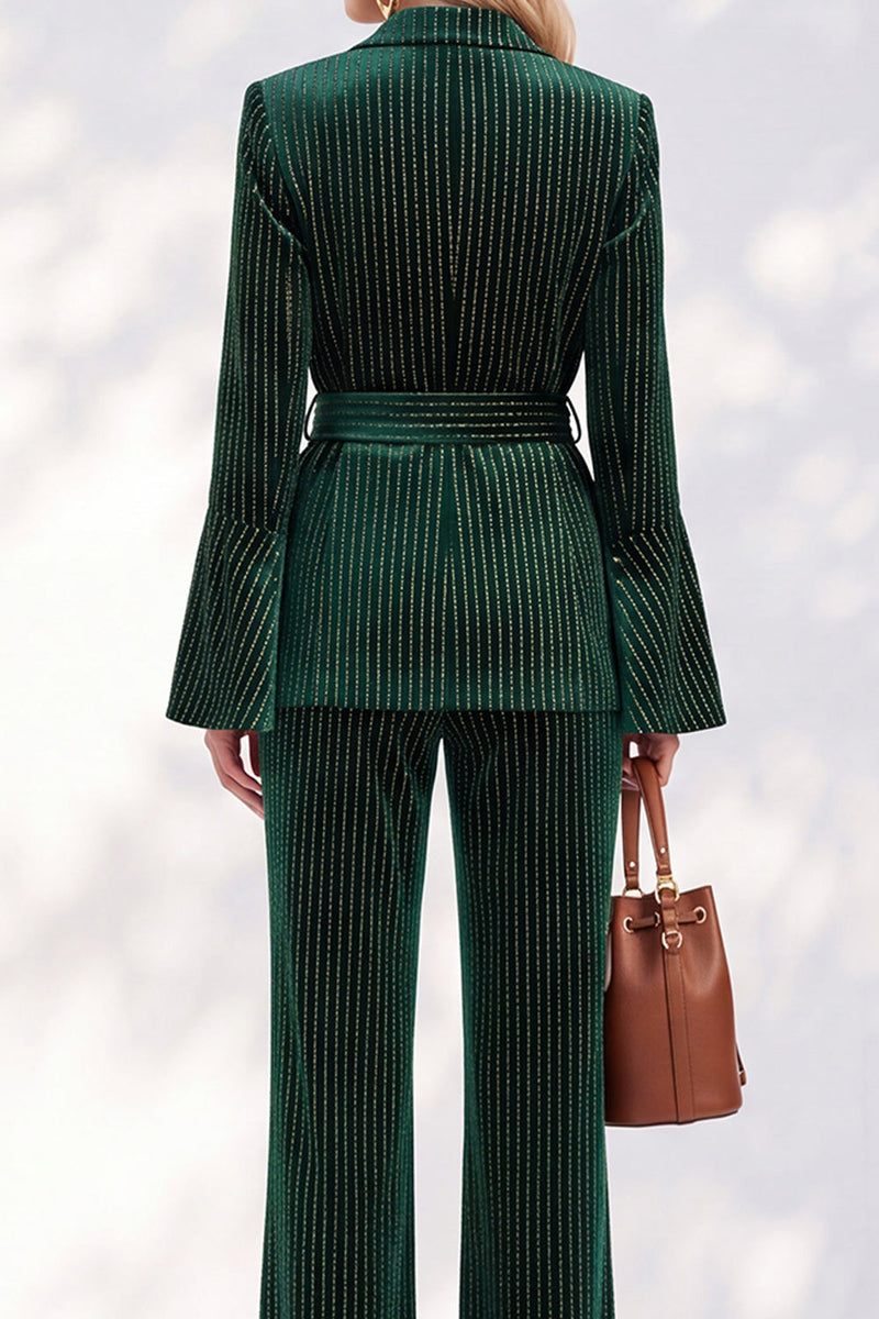 Load image into Gallery viewer, Sparkly Dark Green Peak Lapel 2-Piece Beaded Prom Suits with Sash