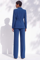 Load image into Gallery viewer, Berlin Blue Long Sleeves Peak Lapel 2-Piece Business Suits with Sash
