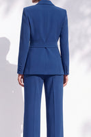 Load image into Gallery viewer, Berlin Blue Long Sleeves Peak Lapel 2-Piece Business Suits with Sash
